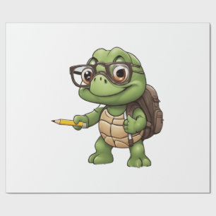 Papier Cadeau Tortue rentre à l'école