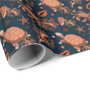 Papier Cadeau Tortues de mer crabs carrelés fête mignonne