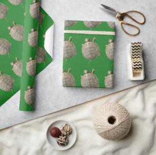 Papier Cadeau Tortues minces sur vert