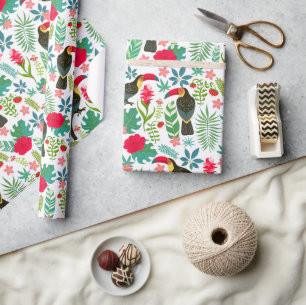 Papier Cadeau toscans colorés fleurs tropicales motif