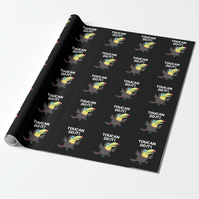 Papier Cadeau Toucan Le Faire Drôle Positif Oiseau Pun Dark BG (Déroulé)
