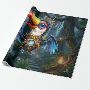 Papier Cadeau Toucan Steampunk au Clair de Lune.