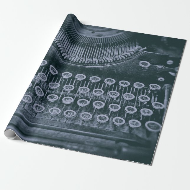 Papier Cadeau Touches de découpage de la machine à écrire gris A (Déroulé)