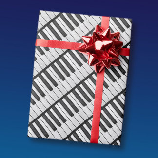 Papier Cadeau Touches de piano noir et blanc