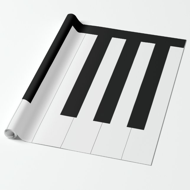 Papier Cadeau Touches de piano noir et blanc Clavier de musique  (Déroulé)