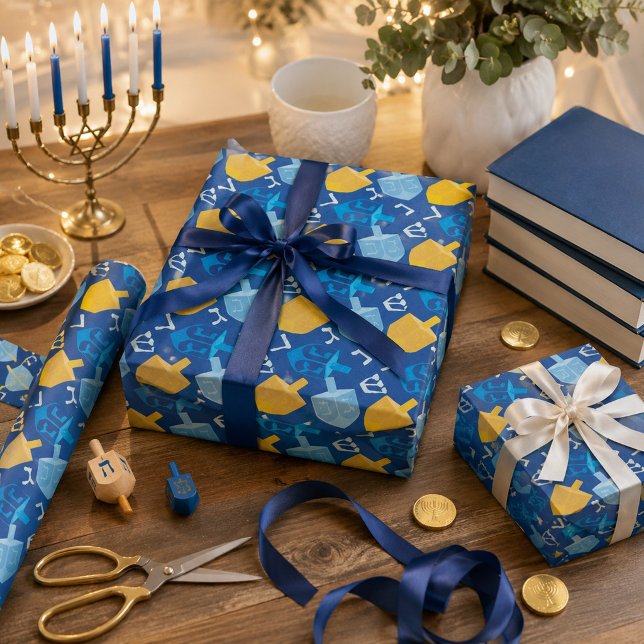 Papier Cadeau Toupie de Hanukkah agréable (Créateur téléchargé)