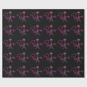 Papier Cadeau Tour Eiffel de PARIS avec son arc rose
