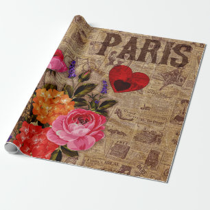 Papier Cadeau Tour Eiffel Vintage