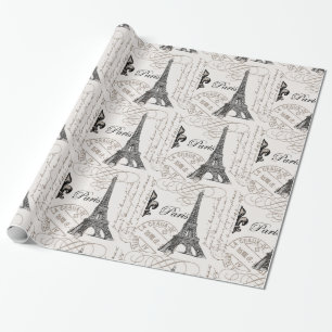 Papier Cadeau Tour Eiffel vintage moderne