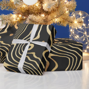 Papier Cadeau Tourbillon de liquide Black Gold Résumé Conception