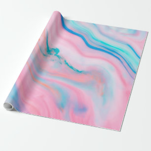 Papier Cadeau Tourbillons abstraits colorés en marbre d'agate
