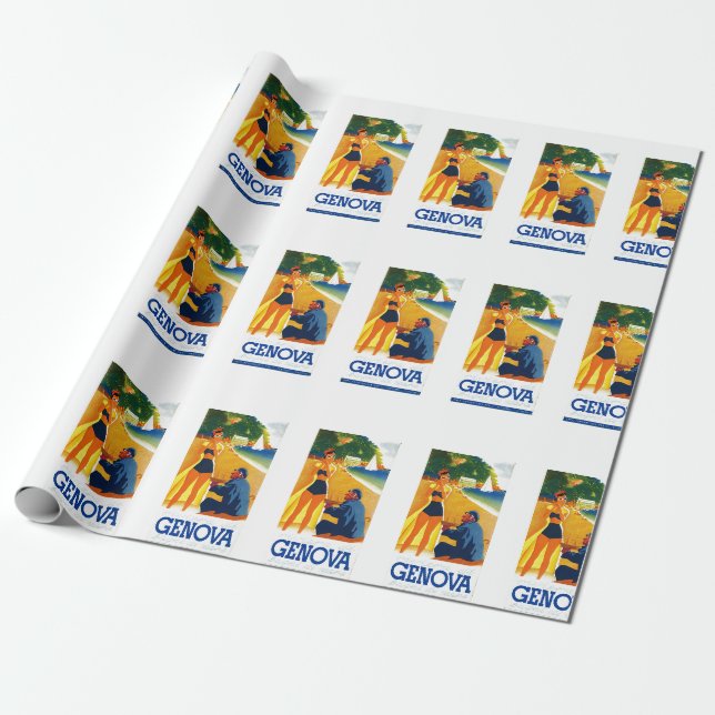Papier Cadeau Tourisme vintage Gênes Italie (Déroulé)