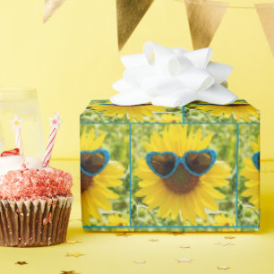 Papier Cadeau Tournesol Avec Lunettes De Soleil
