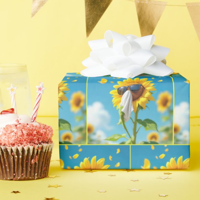 Papier Cadeau Tournesol éternué dans un tissus (Fête d'anniversaire)