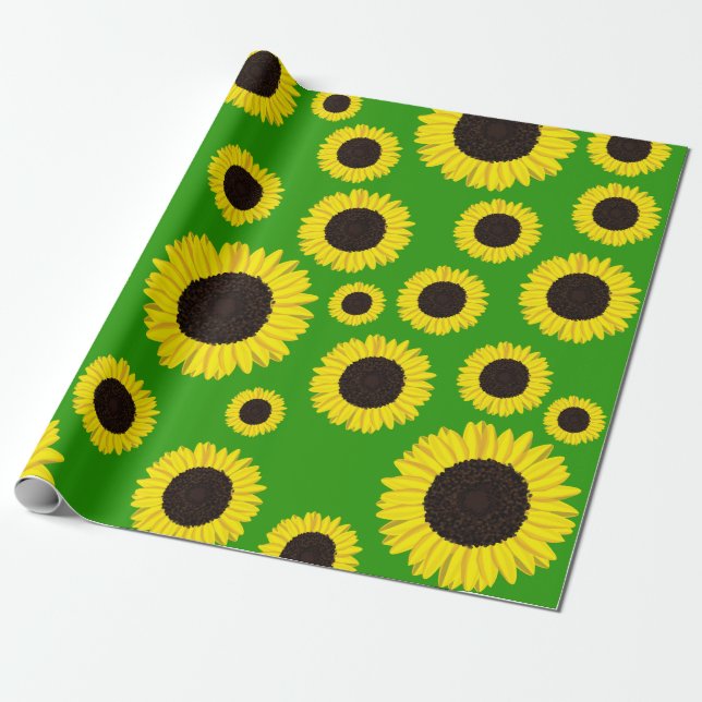 Papier Cadeau Tournesol fête d'anniversaire (Déroulé)