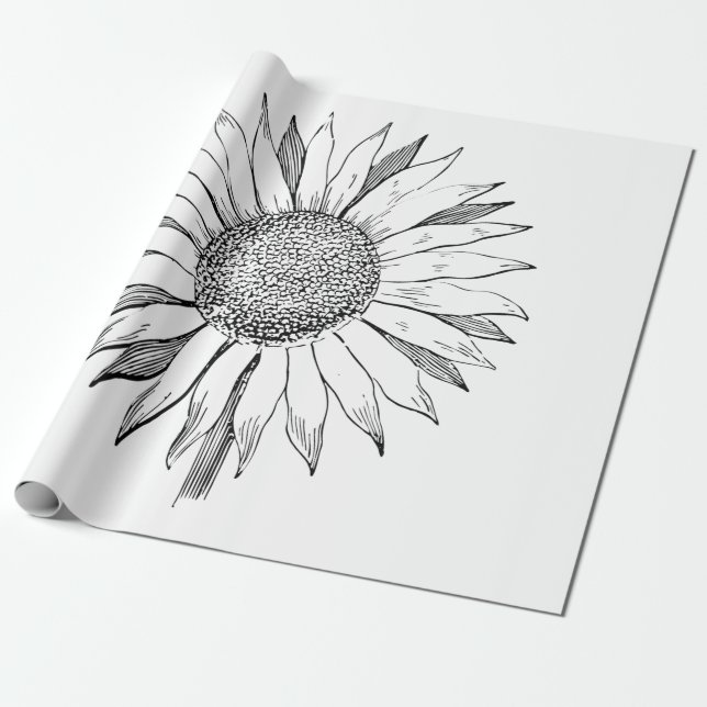 Papier Cadeau Tournesol illustré (Déroulé)