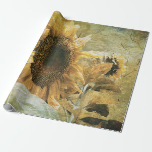 Papier Cadeau Tournesol Jaune Pays Vintage Texture florale