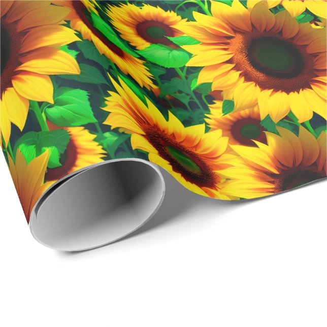 Papier Cadeau Tournesol - papier d'emballage (Coin rond)