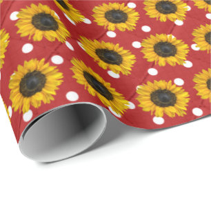 Papier Cadeau tournesols en pois