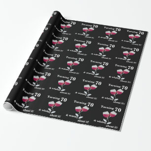 Papier Cadeau Tournez 70 & Wining avec Lunettes de vin rouge