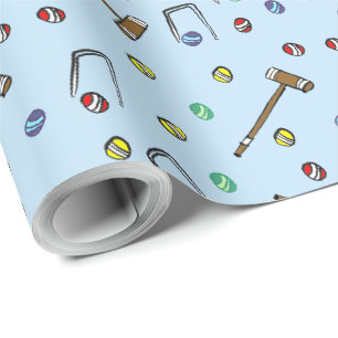 Papier Cadeau Tournoi de Croquet Illustré à la Main Fête de Jard