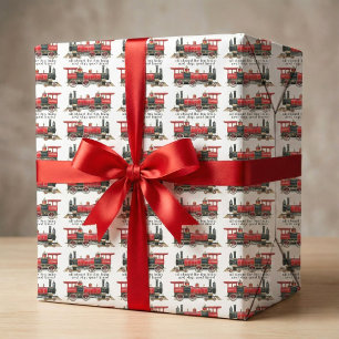Papier Cadeau Tous à bord du train amusant, prochain arrêt : bon