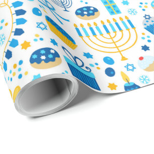 Papier Cadeau Tous Les Symboles D'Hanoukka