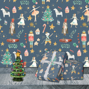 Papier Cadeau Tout Casse-Noisette Noisette Bleu