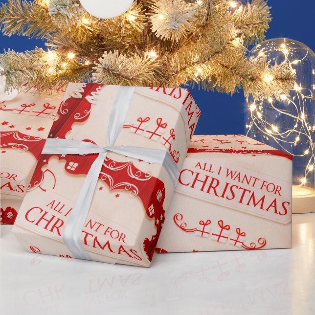Papier Cadeau Tout Ce Que Je Veux Pour L'Enveloppe Cadeau De Noë (Vacances)