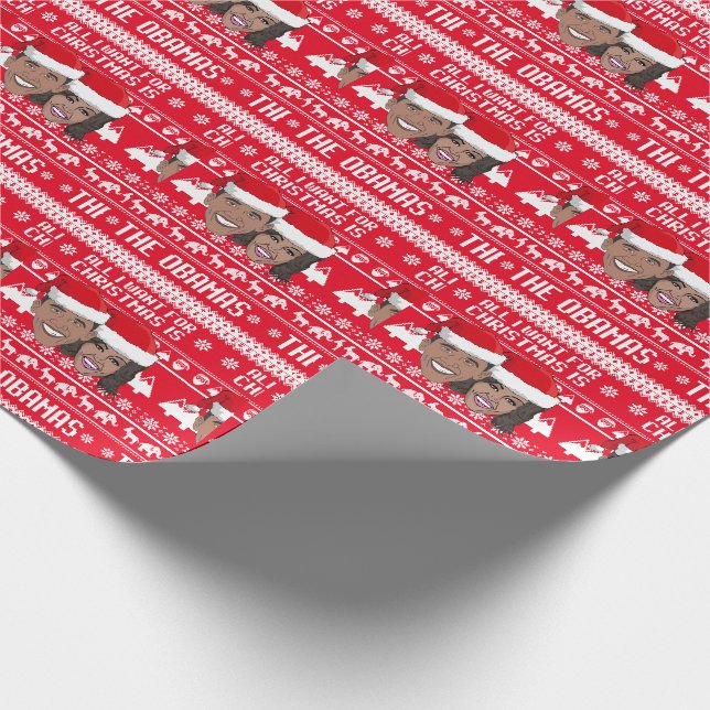 Papier Cadeau Tout ce que je veux pour Noël, c'est les Obama (Coin)