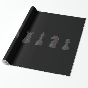 Papier Cadeau Tout l'un blanc noir, pièces d'échecs