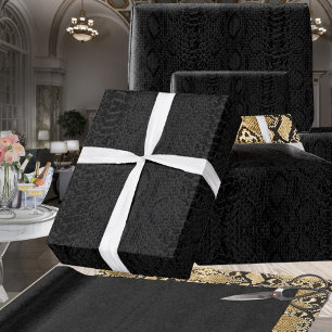 Papier Cadeau Tout noir Cobra Exotique Snakeskin