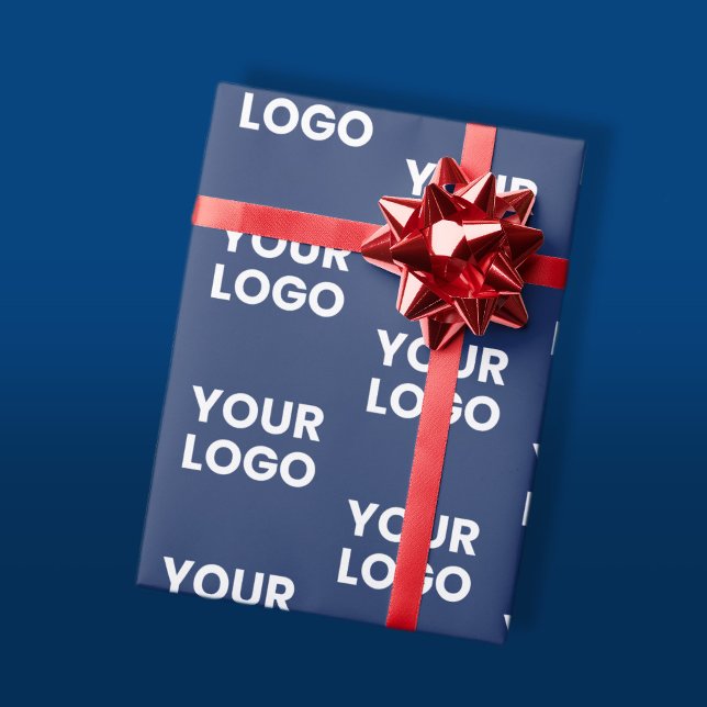 Papier Cadeau Toute image ou logo d'entreprise Bleu marine foncé (Créateur téléchargé)