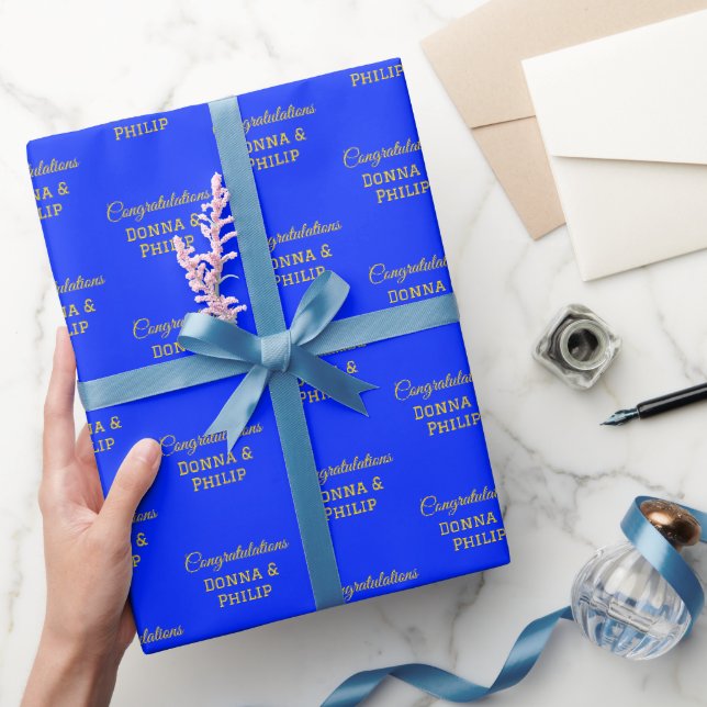Papier Cadeau Toutes Les Occasions Élégantes. Bleu et or personn (Cadeaux)