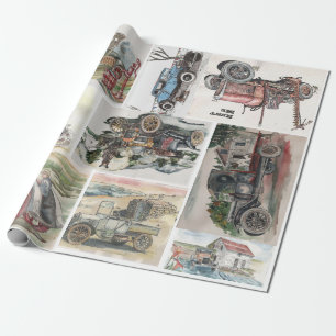 Papier Cadeau Toutes les voitures Vintage