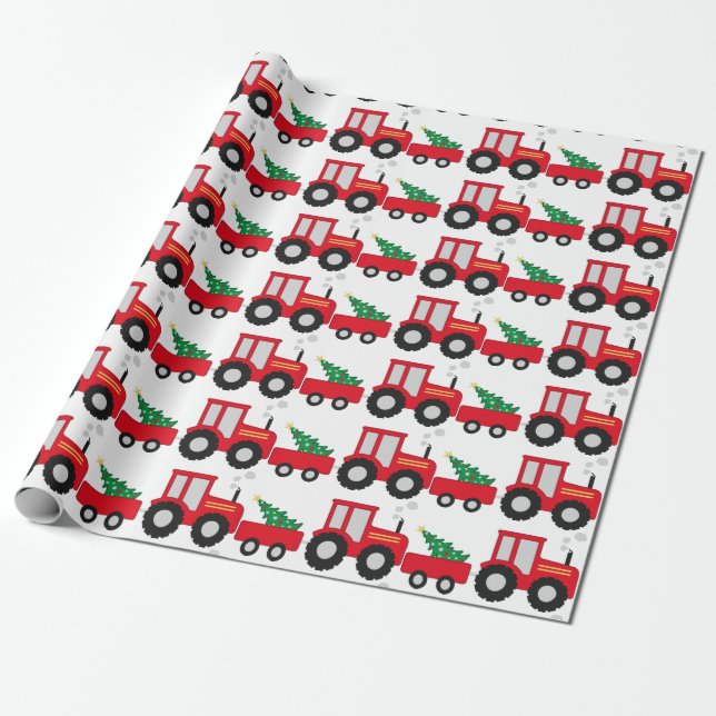 Papier Cadeau Tracteur de Noël (Déroulé)
