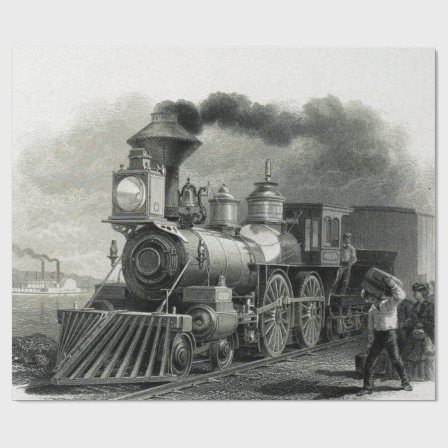 Papier Cadeau Train à vapeur vintage (Plat)