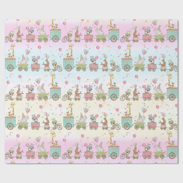 Papier Cadeau Train de Baby Animal Circus (Plat)