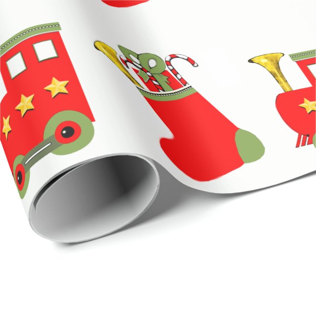 Papier Cadeau Train de Noël (Coin rond)