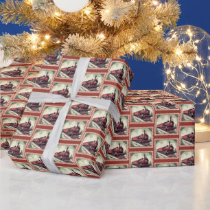 Papier Cadeau Train de Noël carrelé