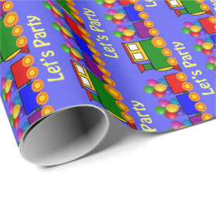 Papier Cadeau Train mignon pour les garçons fête d'anniversaire