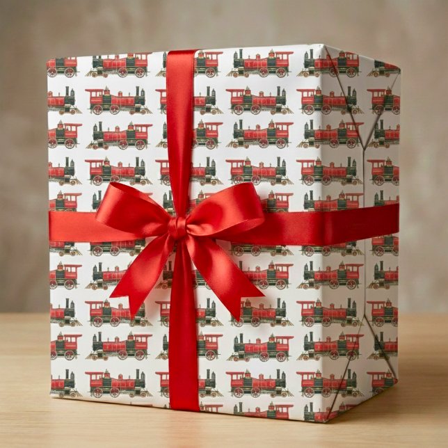 Papier Cadeau Train rouge (Red Train Wrapping Paper)