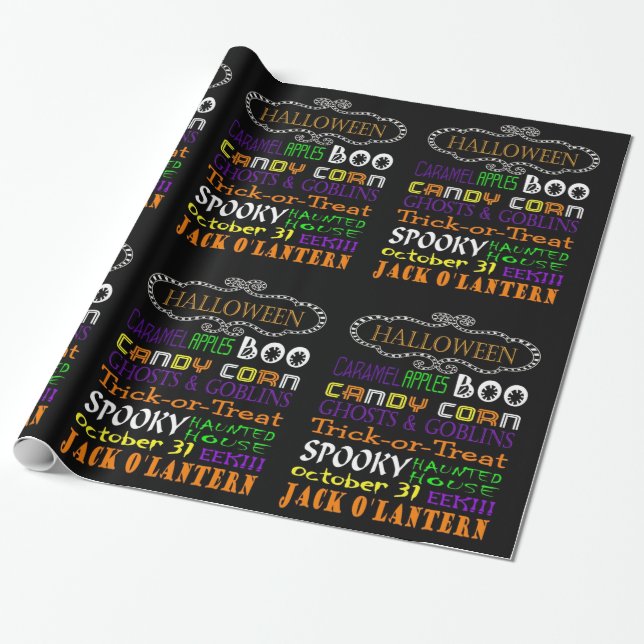 Papier Cadeau Traitements Et Craintes D'Halloween (Déroulé)