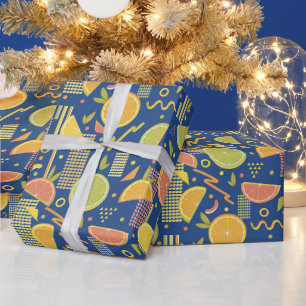Papier Cadeau Tranches de fruits d’agrumes des années 80