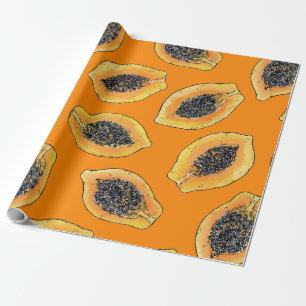 Papier Cadeau Tranches de Papaya sur orange