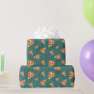 Papier Cadeau Tranches de pizza cool motif turquoise vintage