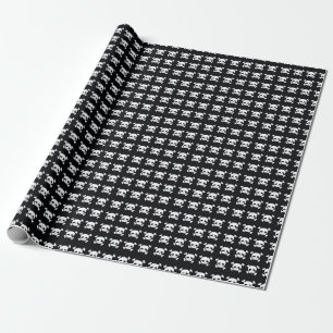 Papier Cadeau Traverses du crâne : Motif noir-blanc.
