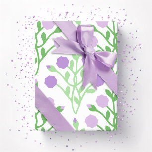 Papier Cadeau Treillis de pétales de Pabla en lilas et vert