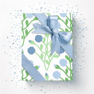 Papier Cadeau Treillis de pétales Pabla en ardoise et vert