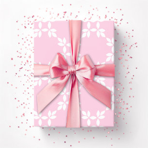 Papier Cadeau Treillis feuillu rose